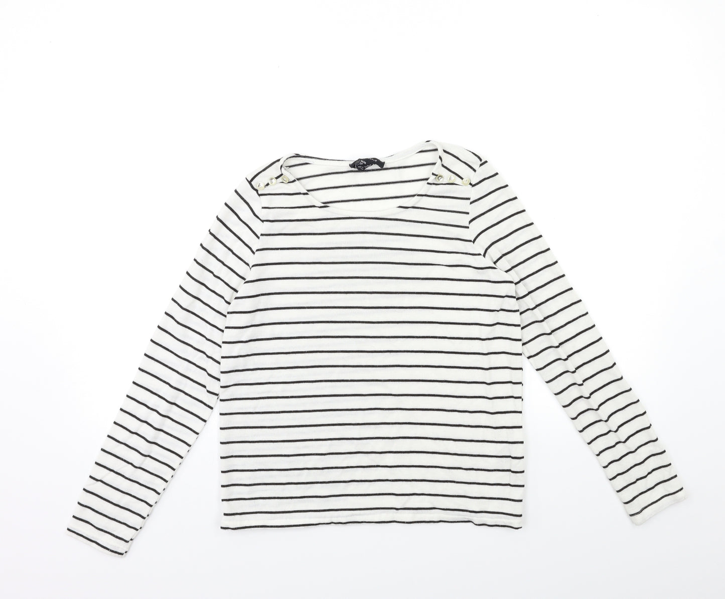 Atmosphere Womens White Striped Knit Pullover Jumper Size 6