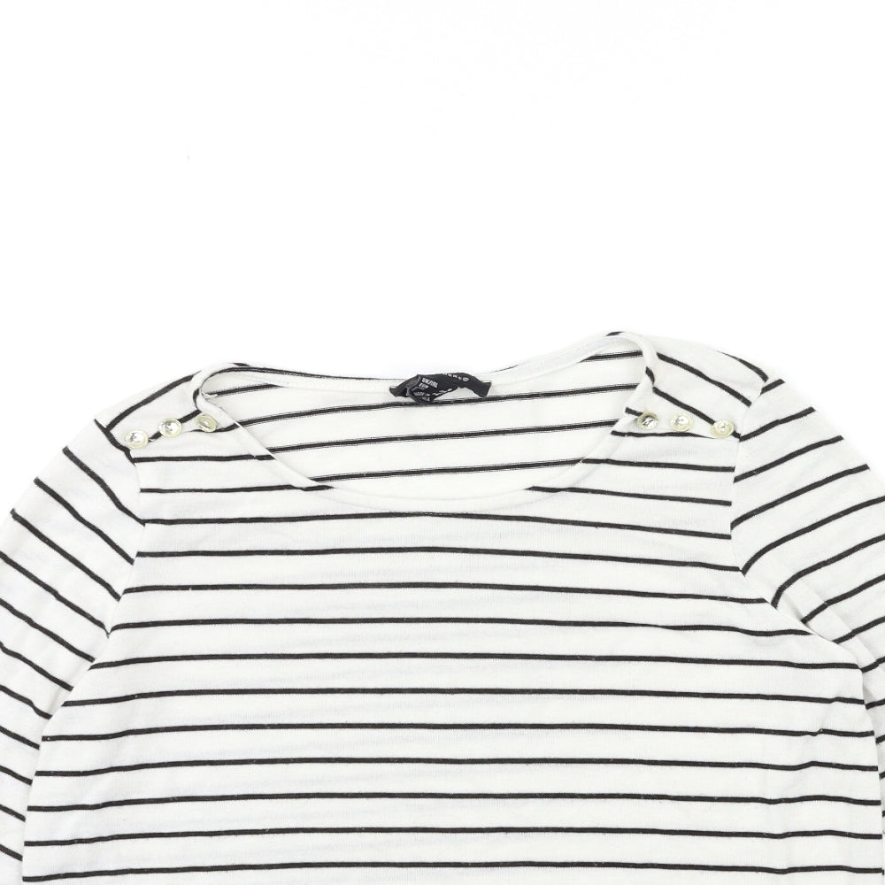 Atmosphere Womens White Striped Knit Pullover Jumper Size 6