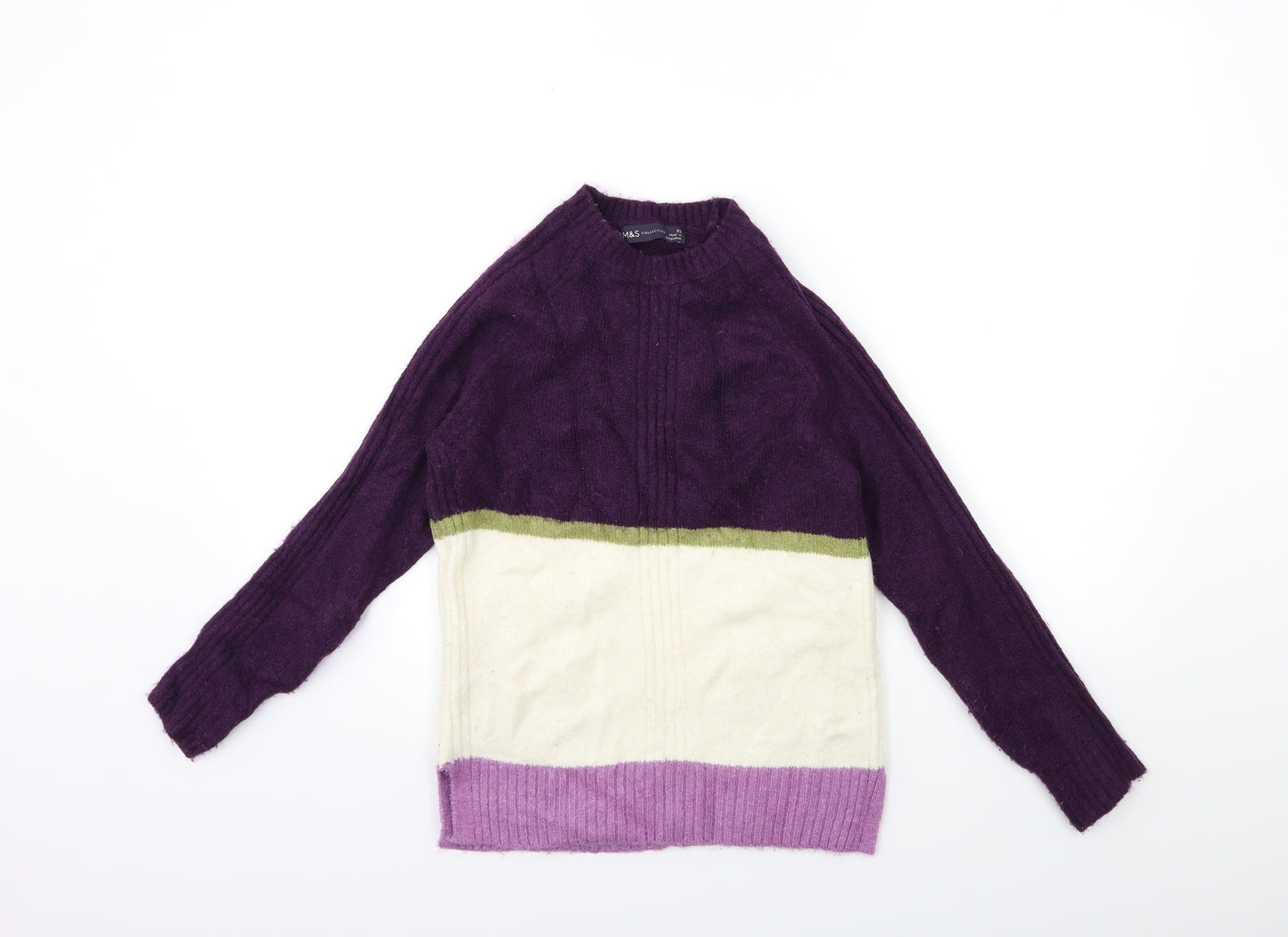Marks and Spencer Womens Purple Striped Knit Pullover Jumper Size XS