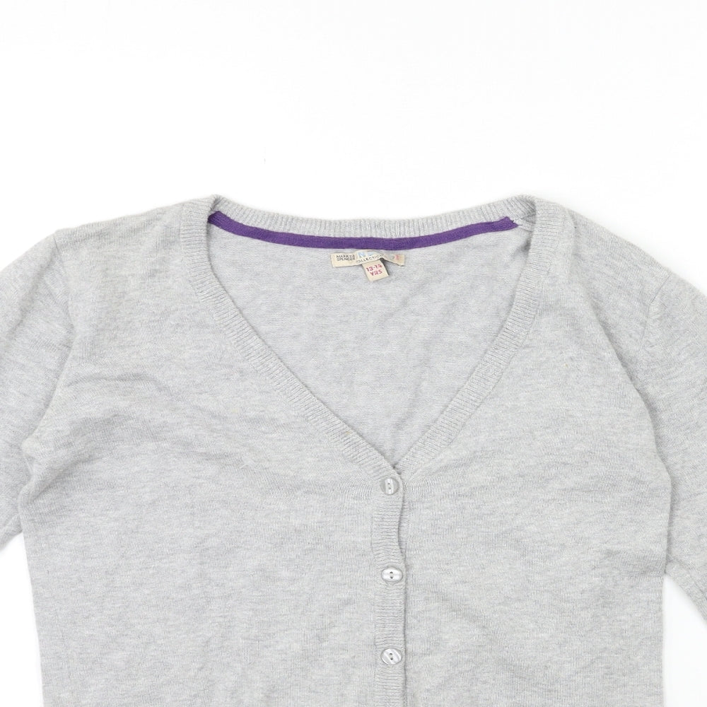 Marks and Spencer Girls Grey  Knit Cardigan Jumper Size 13-14 Years