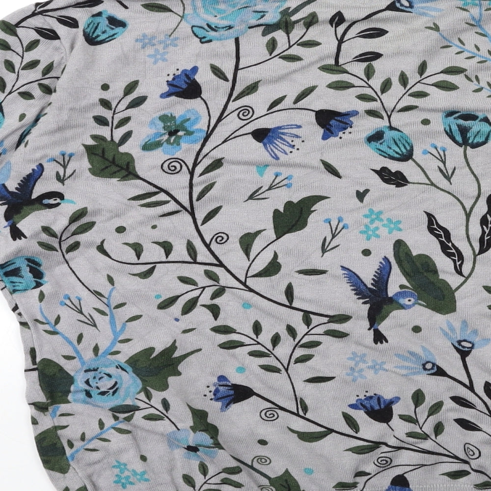 Mud Flower Womens Grey Floral Knit Pullover Jumper Size M