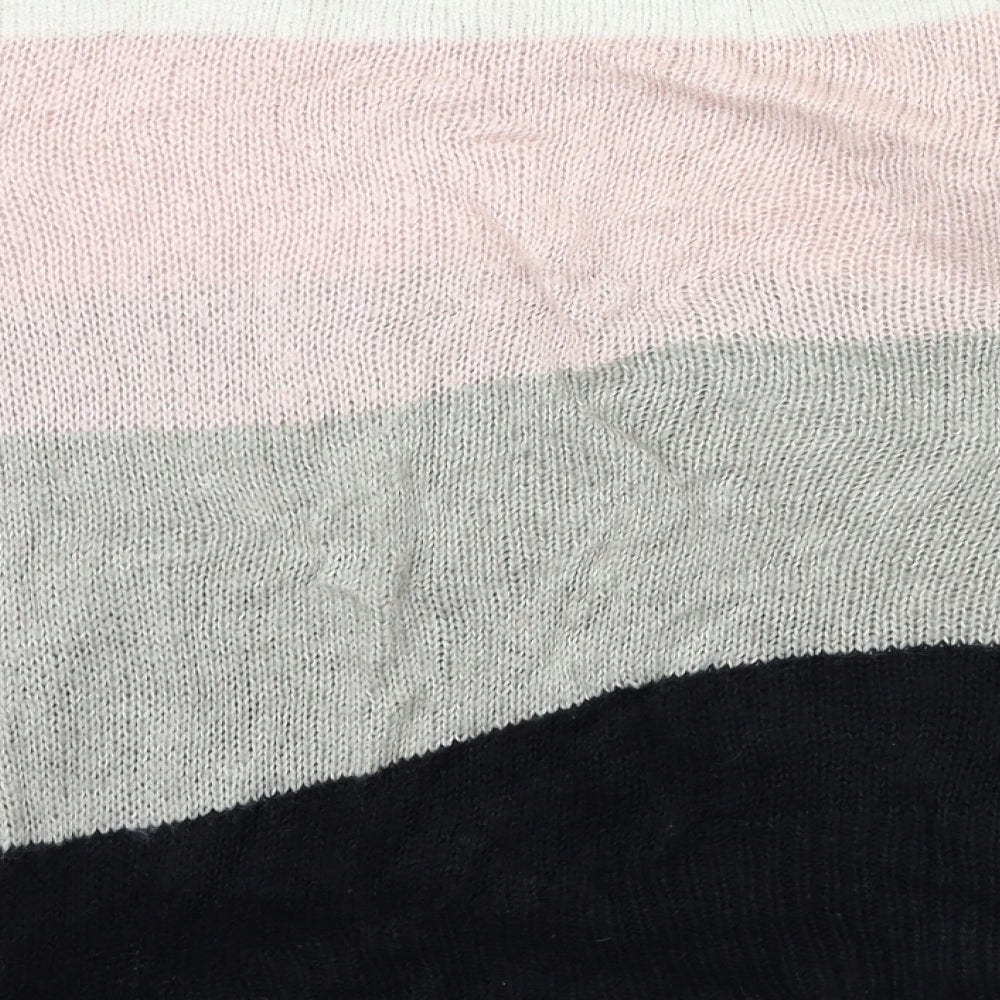 New Look Womens Pink Striped Knit Pullover Jumper Size M