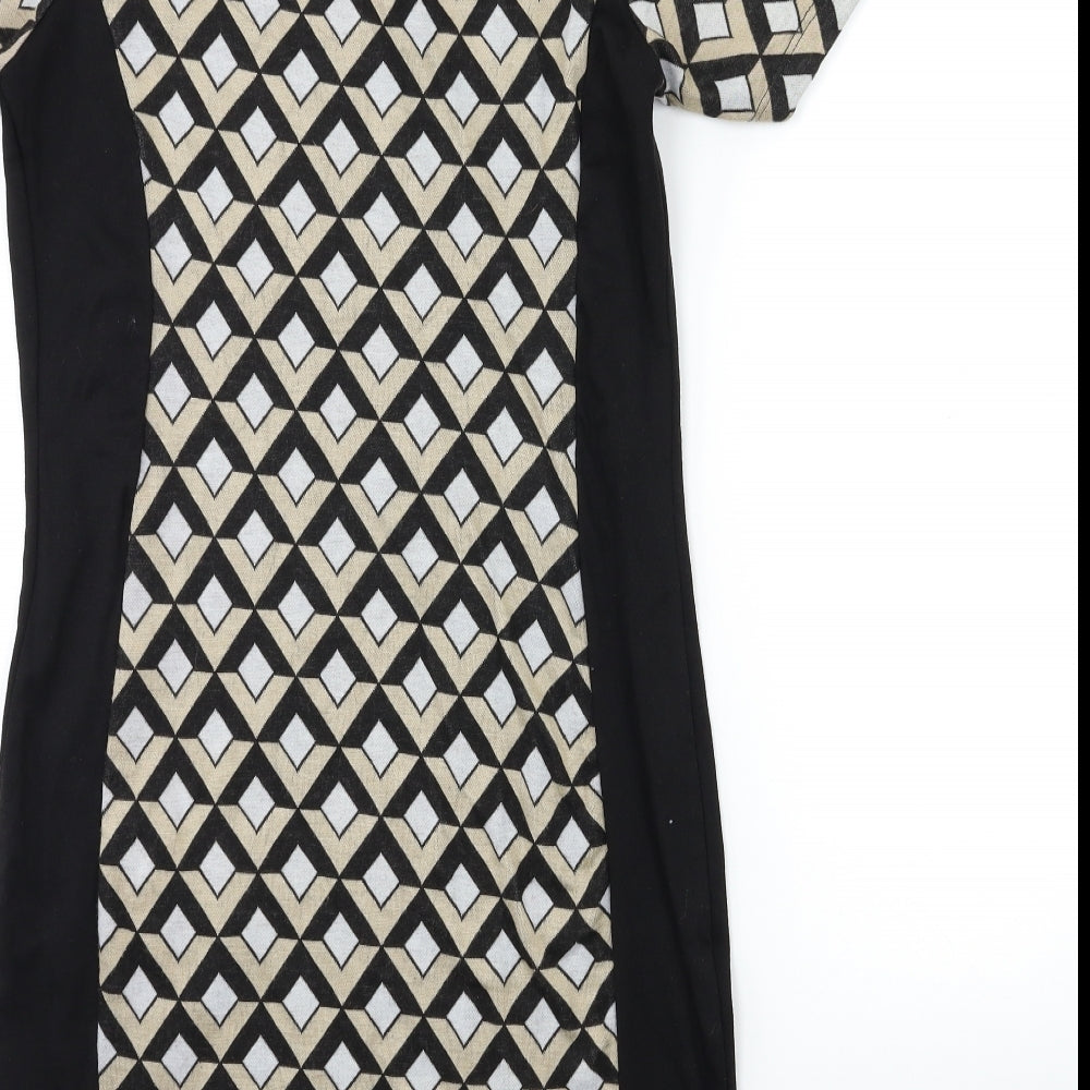 Preworn Womens Beige Geometric  Jumper Dress  Size 12