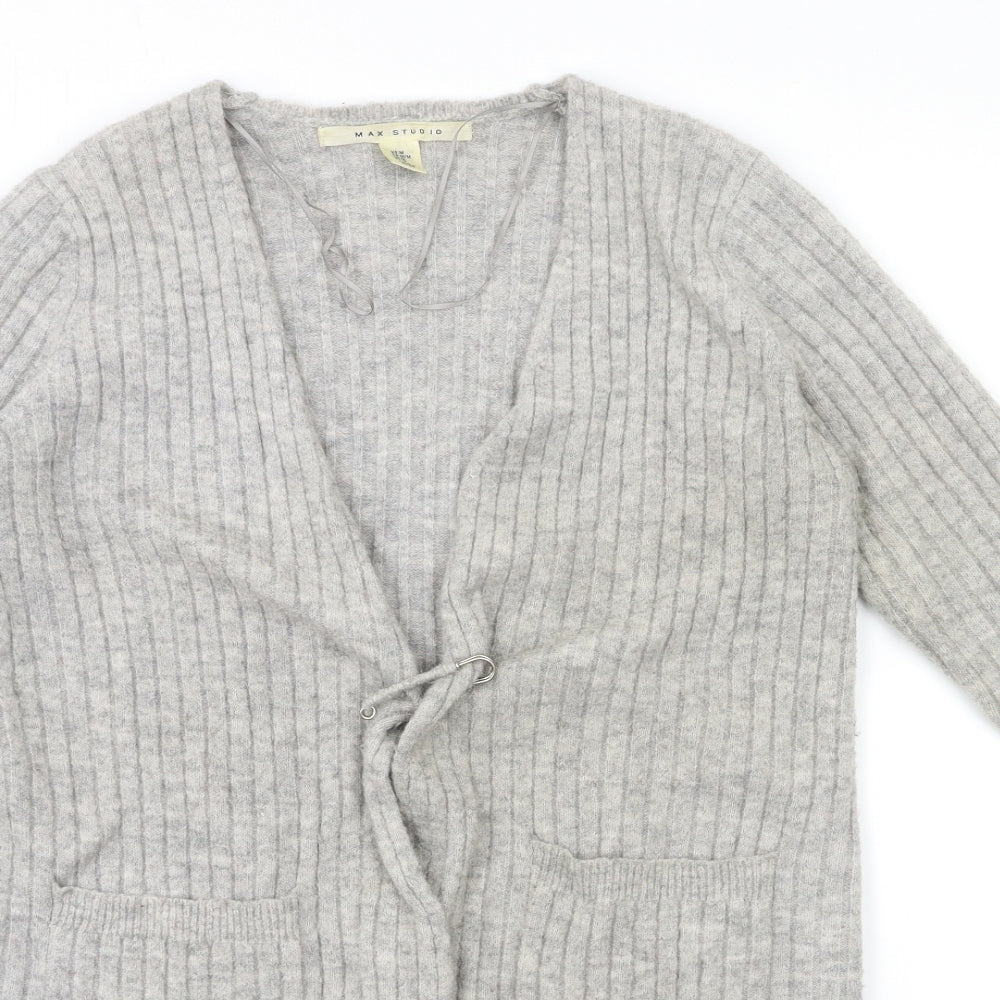 Max Studio Womens Grey  Knit Cardigan Jumper Size M
