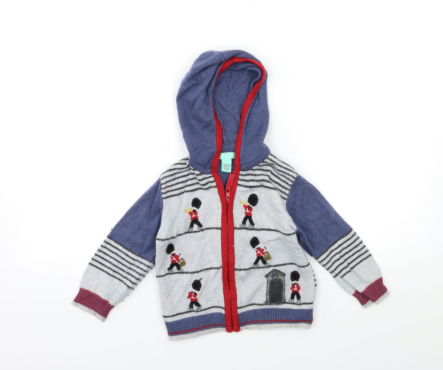 Monsoon Boys Blue  Knit Cardigan Jumper Size 2-3 Years