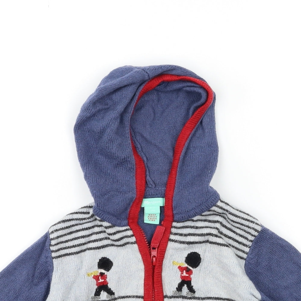 Monsoon Boys Blue  Knit Cardigan Jumper Size 2-3 Years