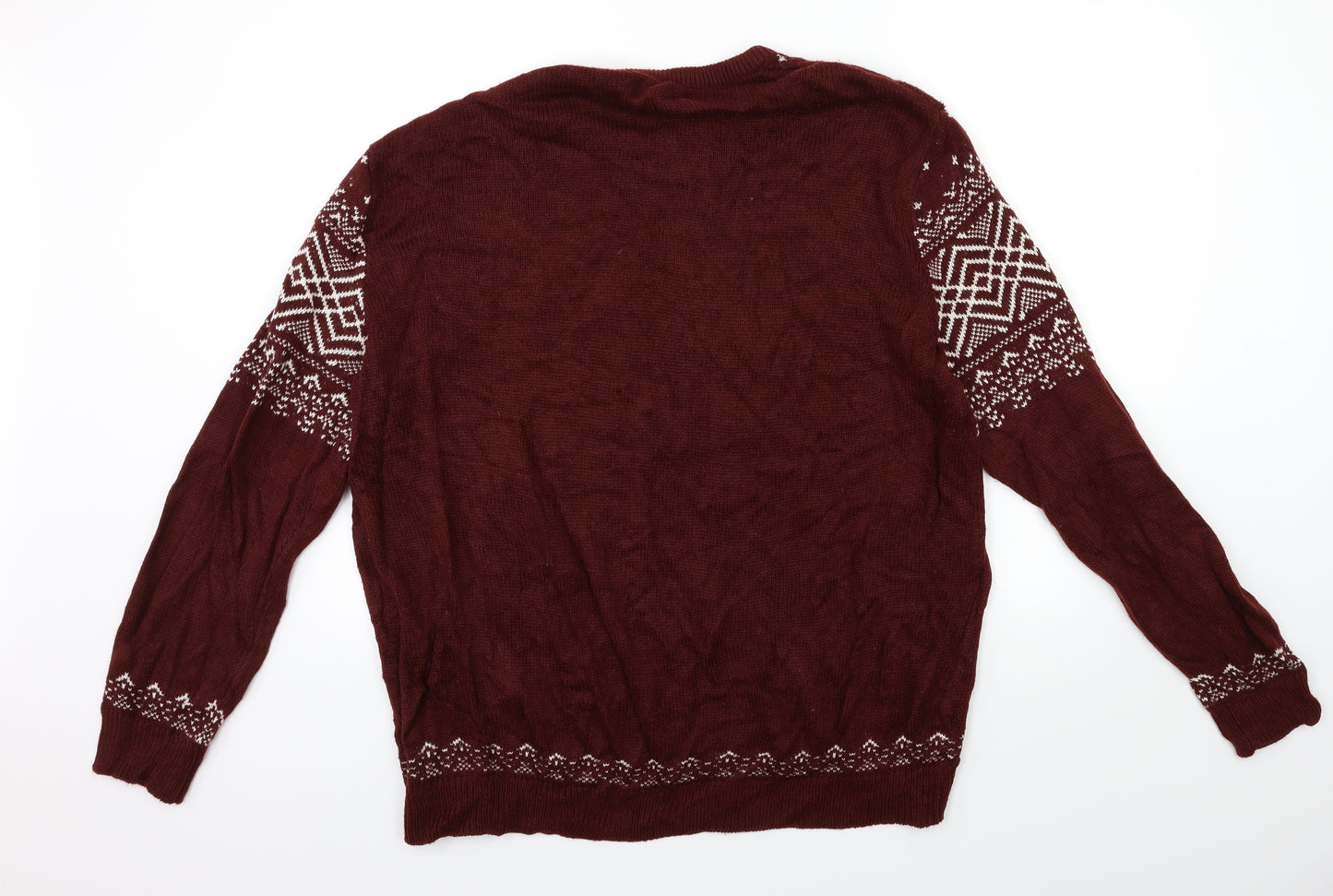 Sandstone & Co Men Mens Brown Geometric Knit Pullover Jumper Size 2XL