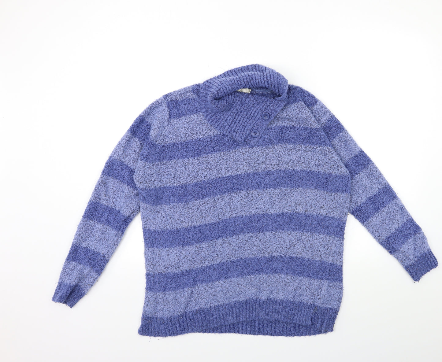 EWM Womens Blue Striped Knit Pullover Jumper Size 18