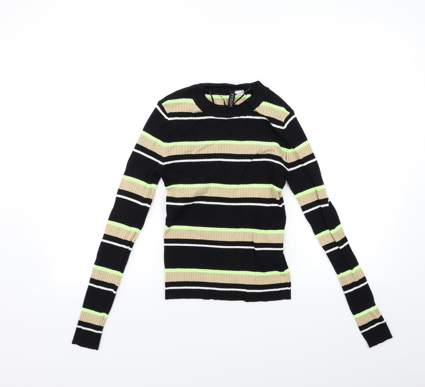 H&M Womens Beige Striped Knit Pullover Jumper Size S