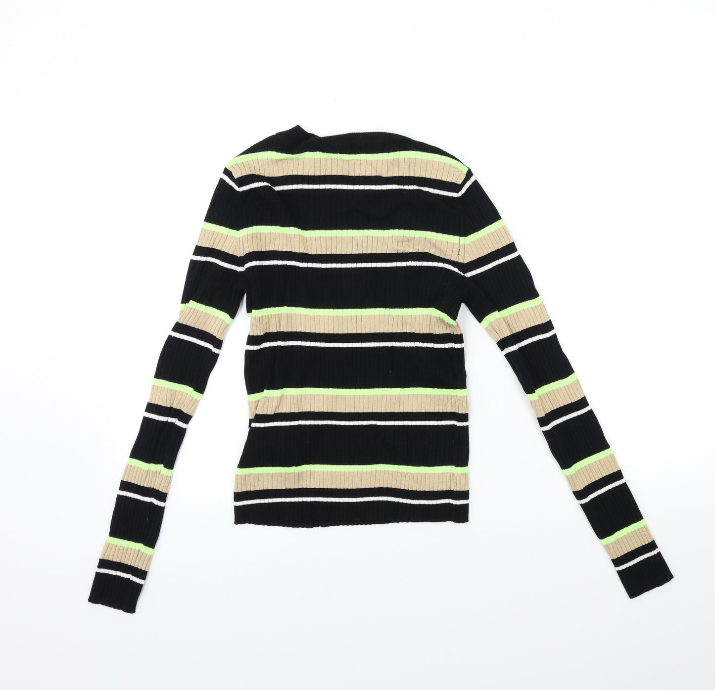 H&M Womens Beige Striped Knit Pullover Jumper Size S