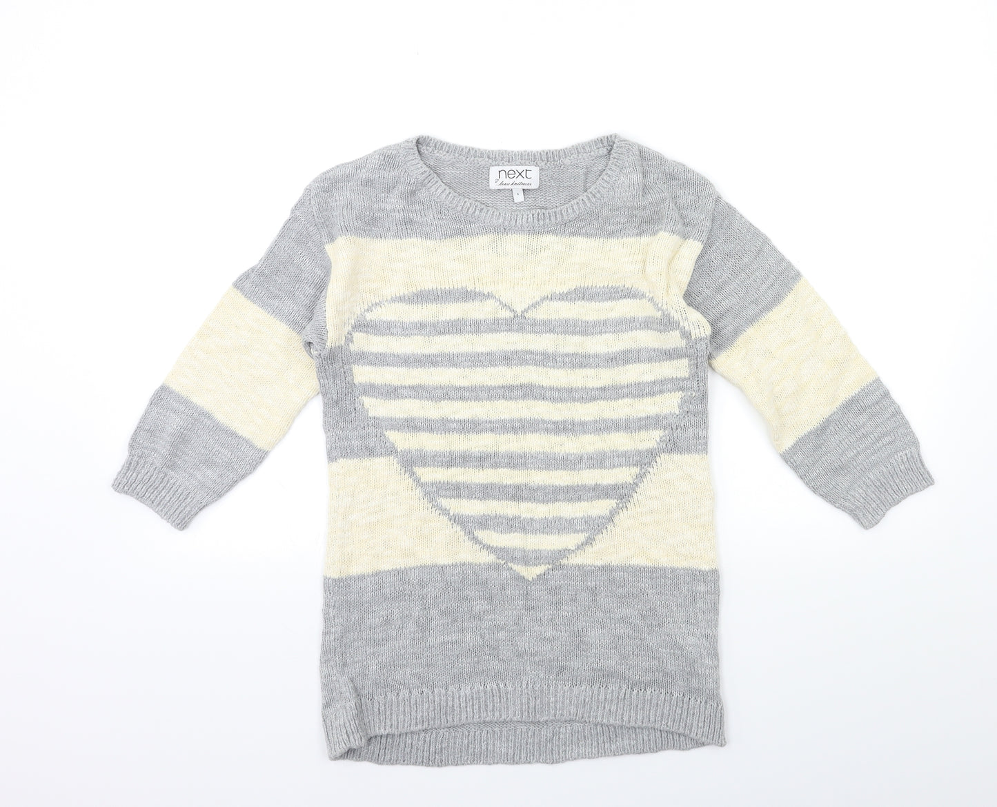 NEXT Womens Grey Striped Knit Pullover Jumper Size 6