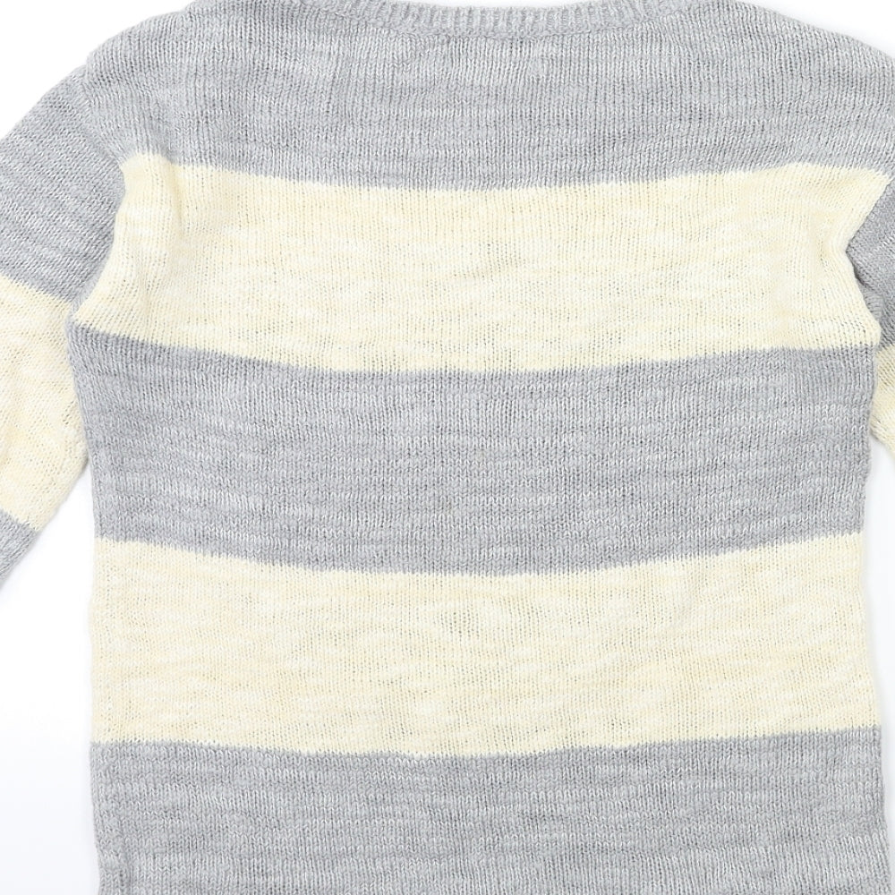 NEXT Womens Grey Striped Knit Pullover Jumper Size 6