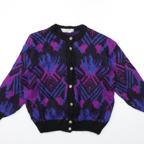 TINO Womens Blue Geometric Knit Cardigan Jumper Size 14