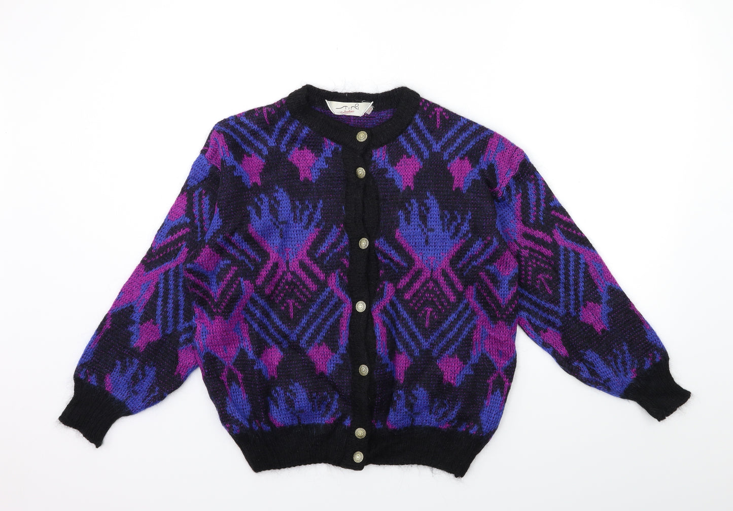 TINO Womens Blue Geometric Knit Cardigan Jumper Size 14