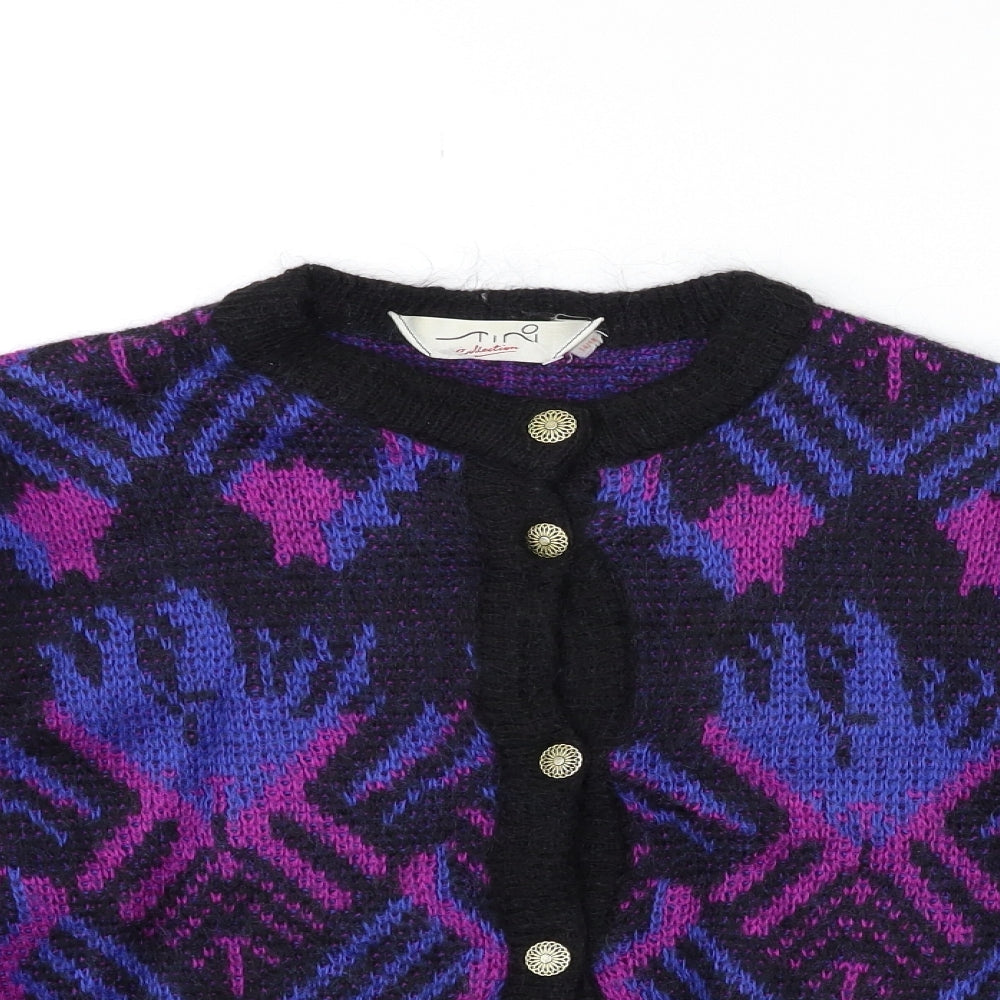 TINO Womens Blue Geometric Knit Cardigan Jumper Size 14