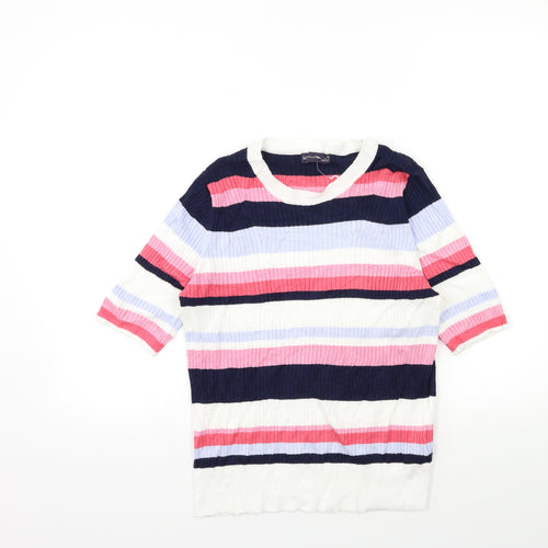 Marks and Spencer Womens Pink Striped Knit Pullover Jumper Size 16
