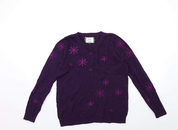 Maine Womens Purple Knit Pullover Jumper Size 10