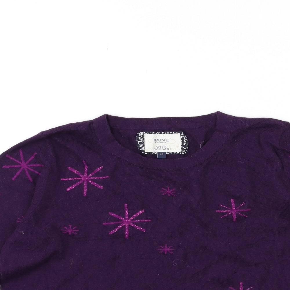 Maine Womens Purple  Knit Pullover Jumper Size 10