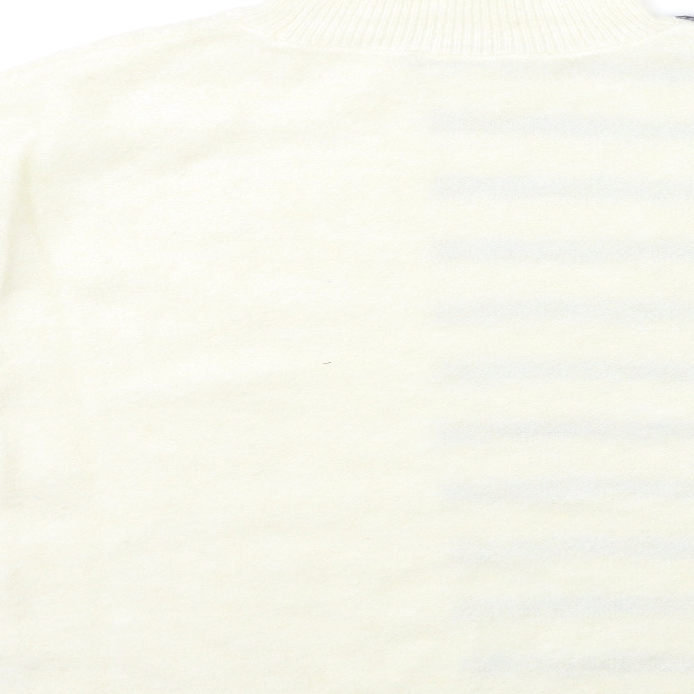 Marks and Spencer Womens White Striped Knit Pullover Jumper Size XL