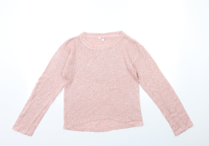 MISS EVIE Girls Pink Knit Pullover Jumper Size 12-13 Years