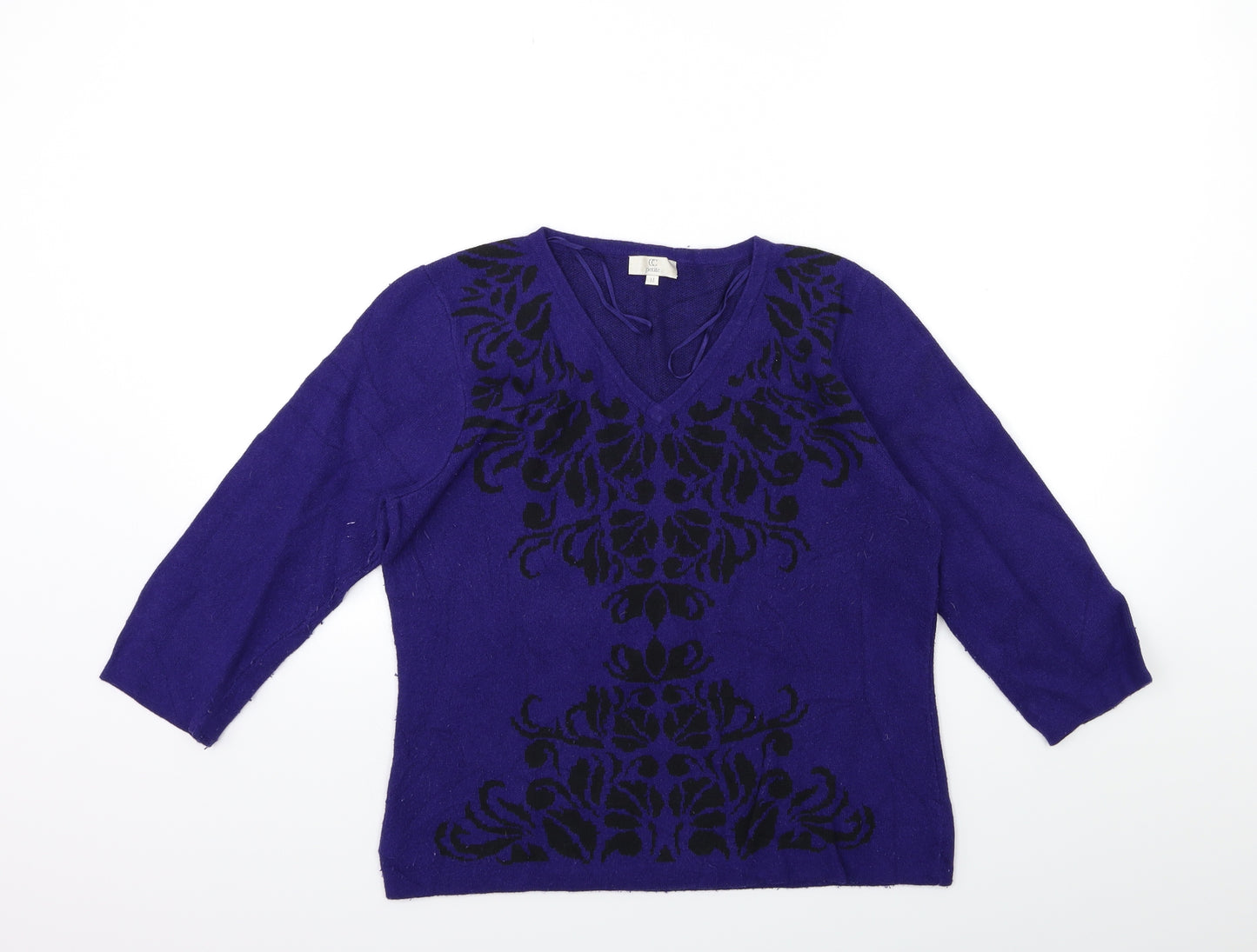 CC Petite Womens Purple  Knit Pullover Jumper Size M