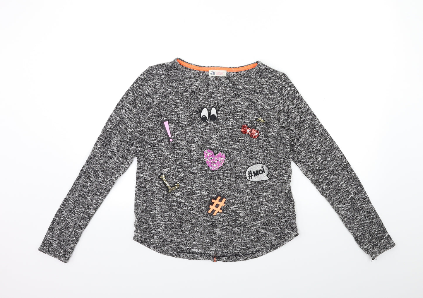 H&M Girls Grey  Knit Pullover Jumper Size 13 Years