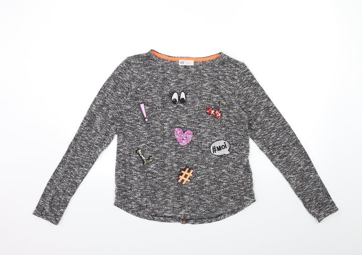 H&M Girls Grey  Knit Pullover Jumper Size 13 Years