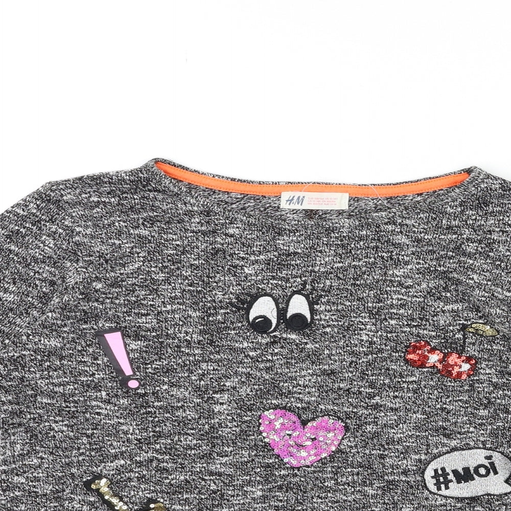 H&M Girls Grey  Knit Pullover Jumper Size 13 Years