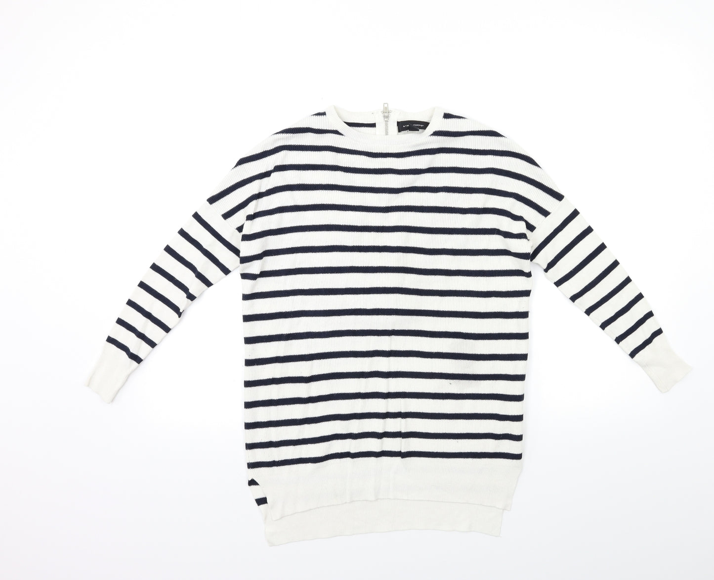Atmosphere Womens White Striped Knit Pullover Jumper Size 8