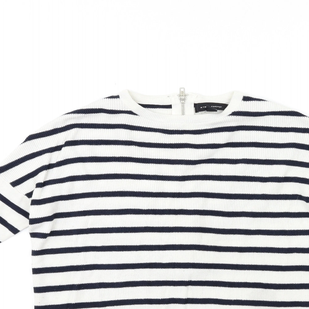 Atmosphere Womens White Striped Knit Pullover Jumper Size 8