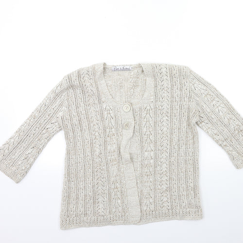Pure & Natural Womens Beige  Knit Cardigan Jumper Size S