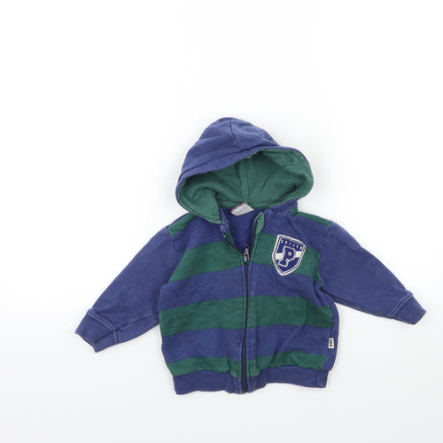 Preworn Baby Blue Striped  Full Zip Jumper Size 9-12 Months