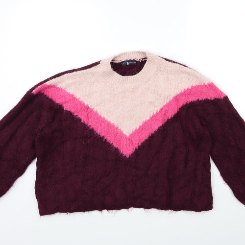 Marks and Spencer Womens Pink Striped Knit Pullover Jumper Size L