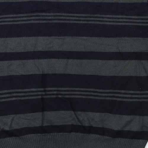 Kensington Mens Grey Striped Knit Pullover Jumper Size L