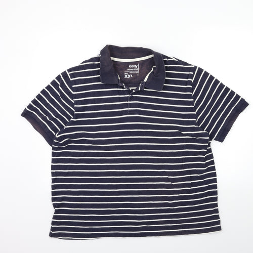 Easy Mens Blue Striped Knit  Polo Size 2XL