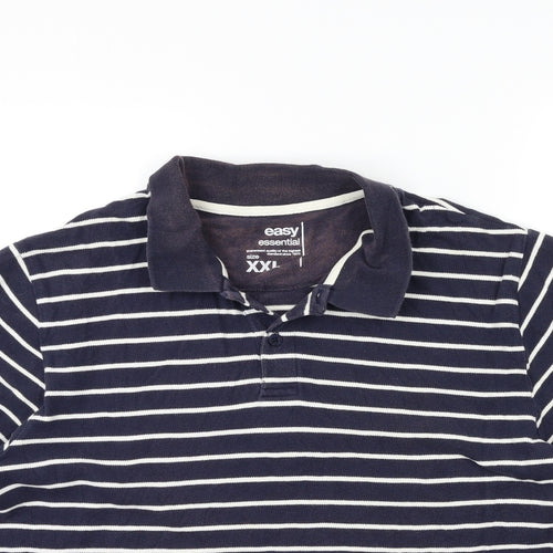 Easy Mens Blue Striped Knit  Polo Size 2XL