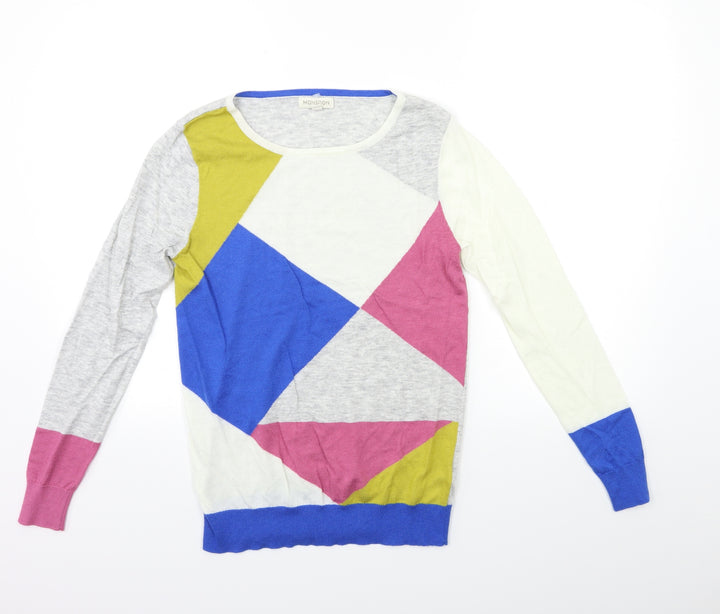 Monsoon Womens Blue Geometric Knit Pullover Jumper Size S