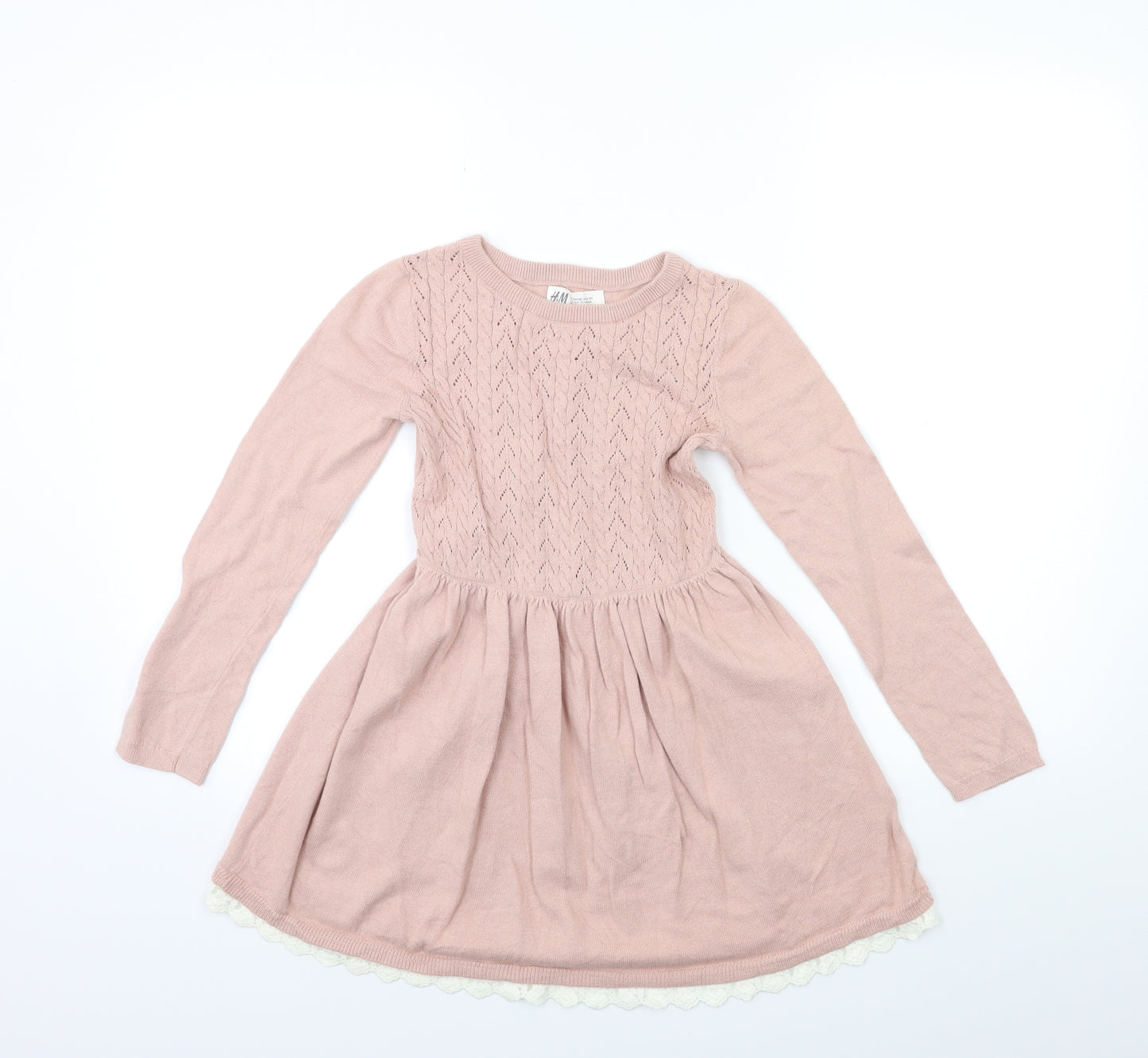 H&M Girls Pink  Knit Jumper Dress  Size 9-10 Years