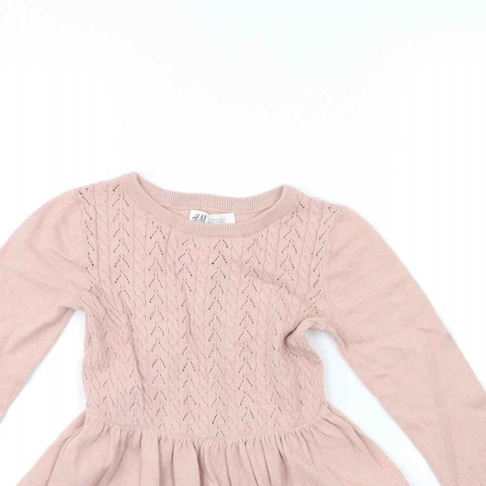 H&M Girls Pink  Knit Jumper Dress  Size 9-10 Years