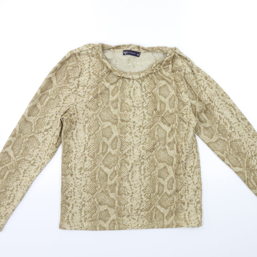 Marks and Spencer Womens Gold Animal Print Knit Pullover Jumper Size 14