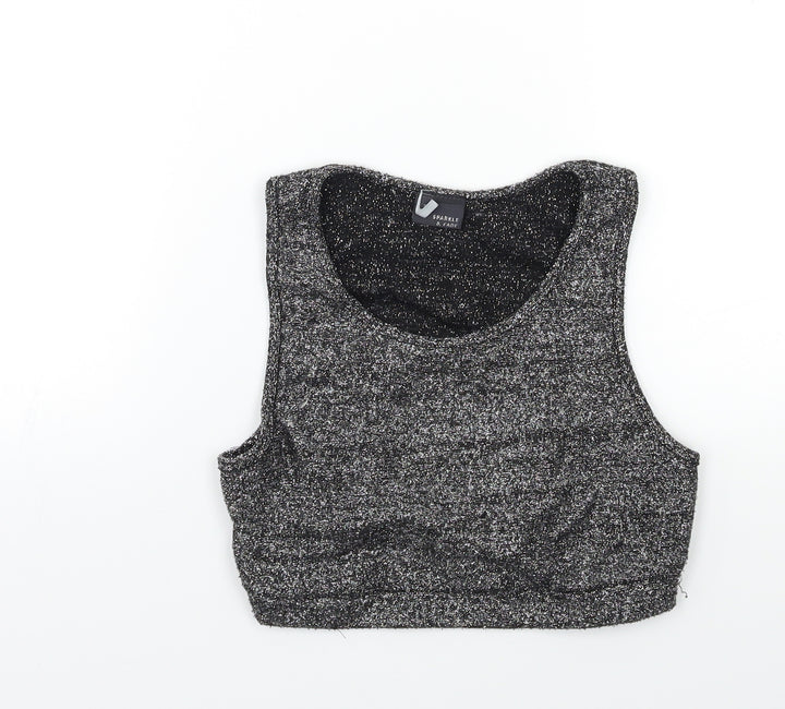 Sparkle & Fade Womens Silver  Knit Basic Tank Size S