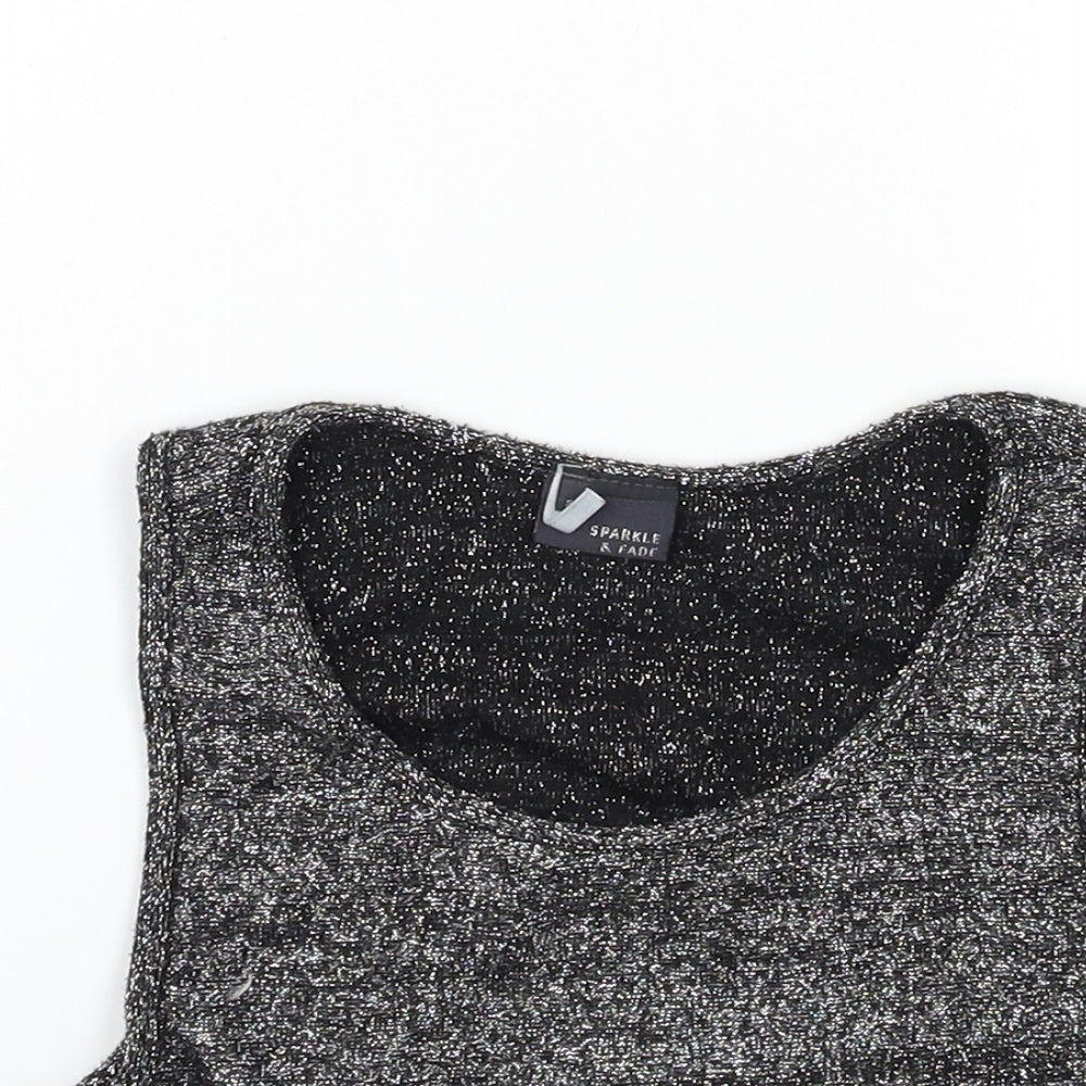Sparkle & Fade Womens Silver  Knit Basic Tank Size S
