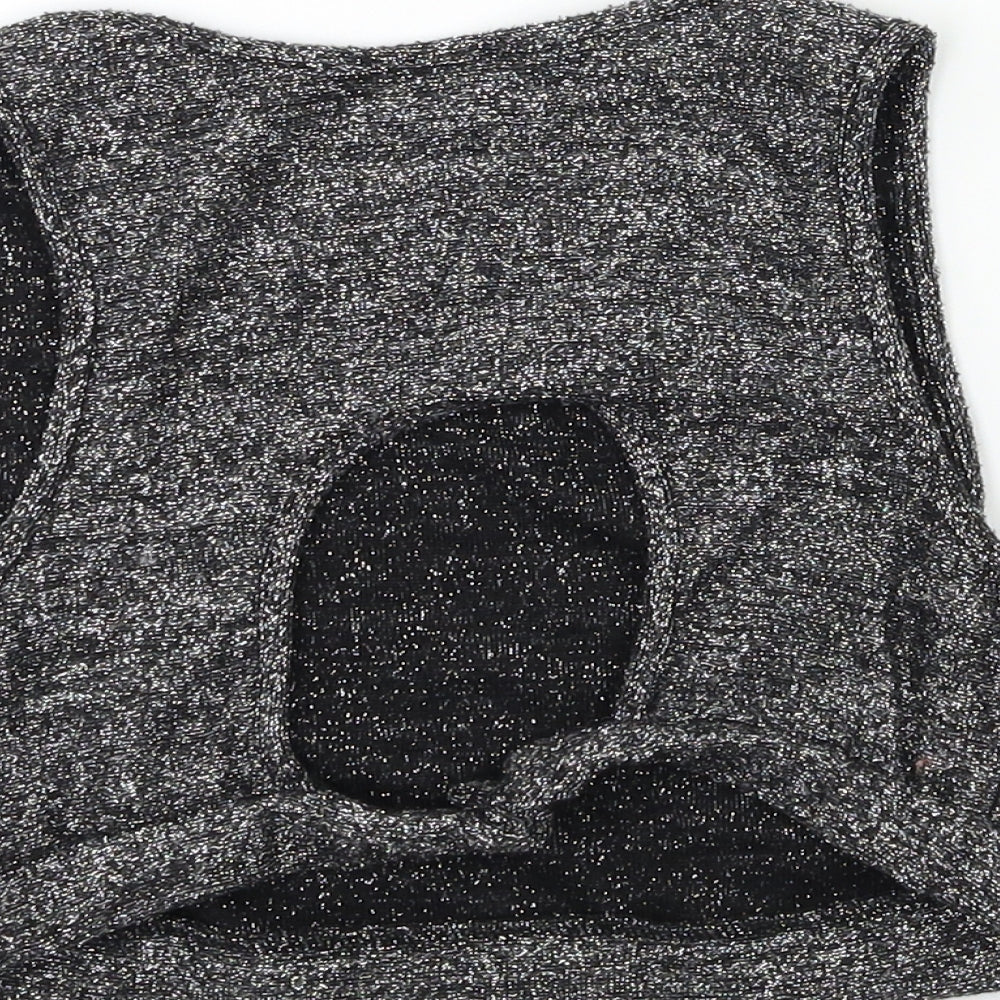 Sparkle & Fade Womens Silver  Knit Basic Tank Size S