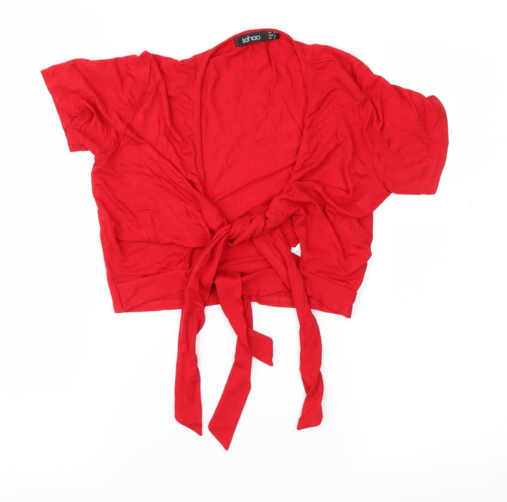 Boohoo Womens Red Basic Blouse Size 6