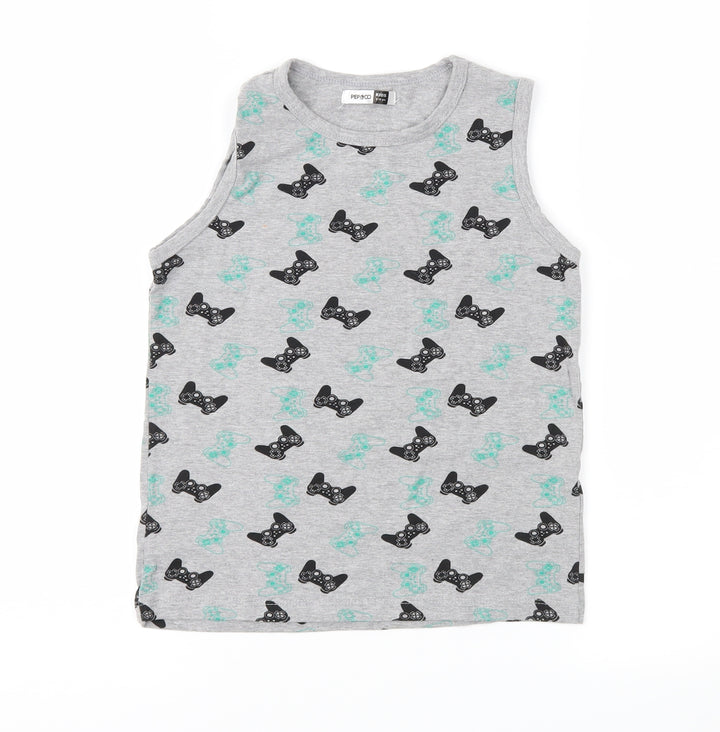Pep&Co Boys Grey Geometric Basic Tank Size 9-10 Years