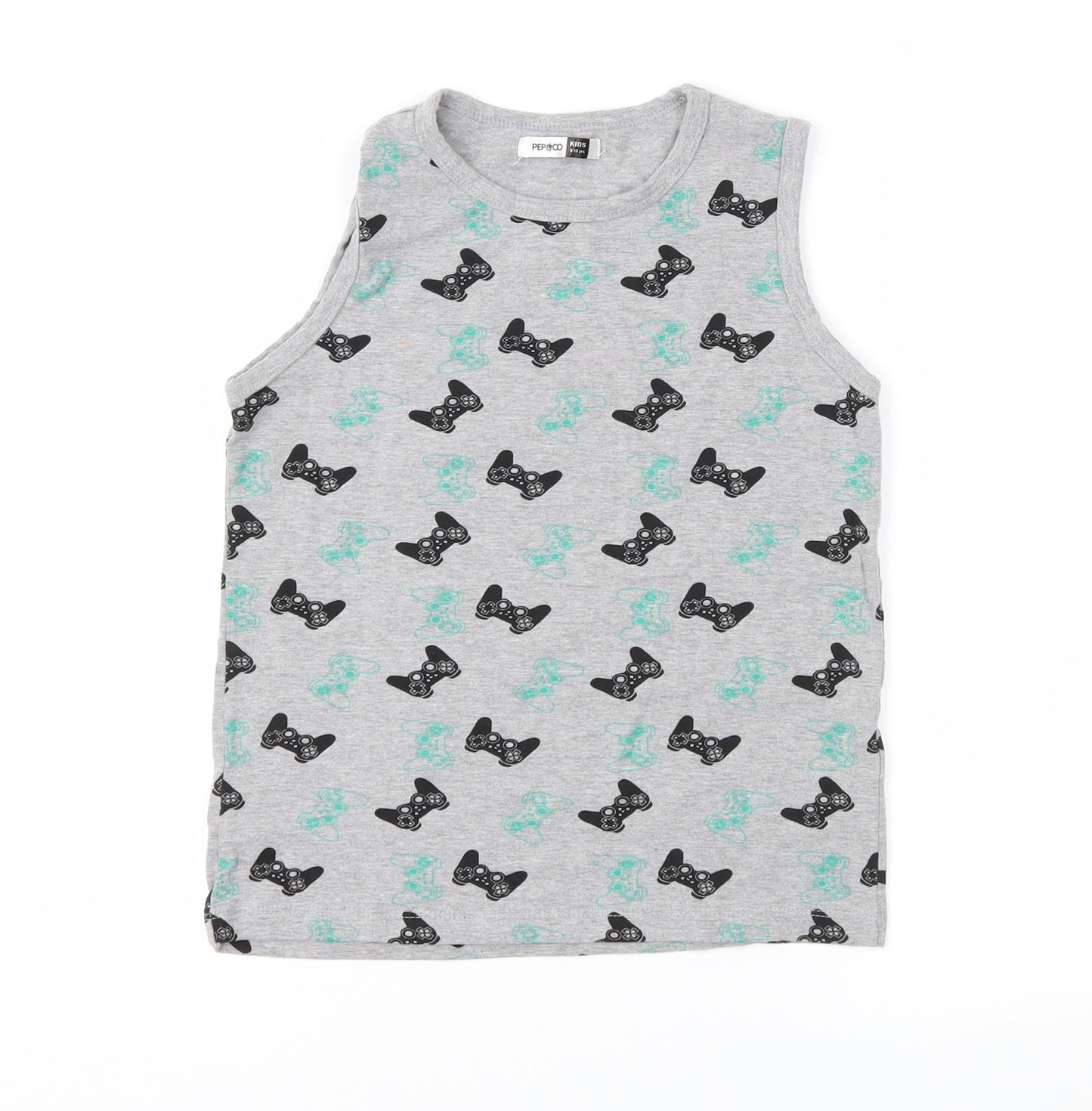 Pep&Co Boys Grey Geometric  Basic Tank Size 9-10 Years
