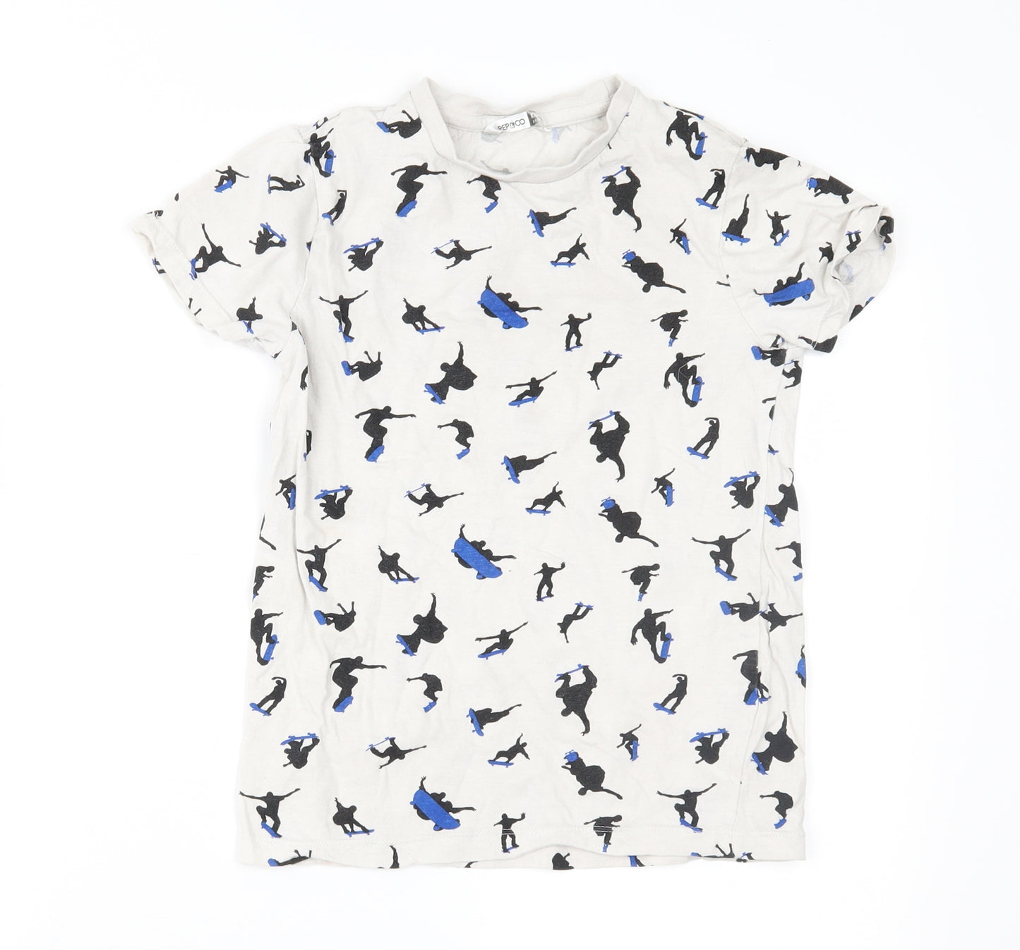 Pep&Co Boys Grey Geometric  Basic T-Shirt Size 10-11 Years