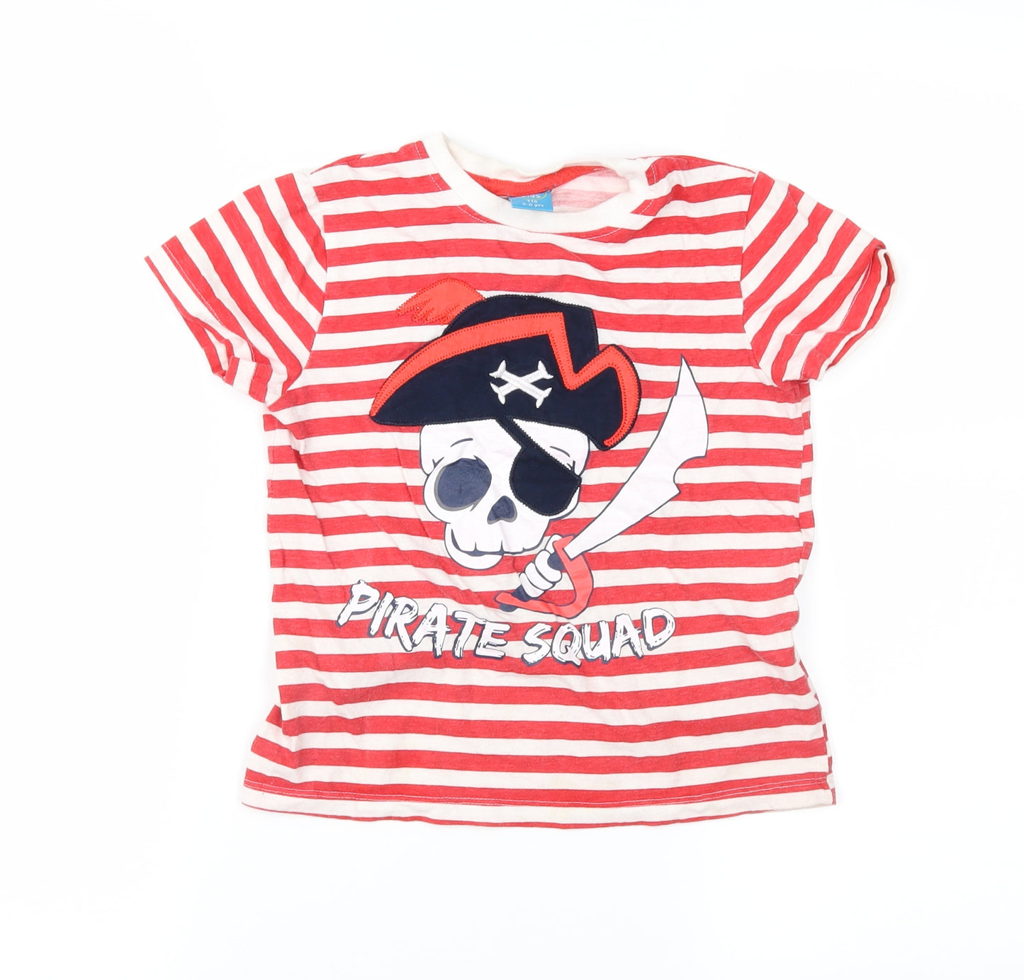 Little Kids Boys Red Striped  Basic T-Shirt Size 5-6 Years