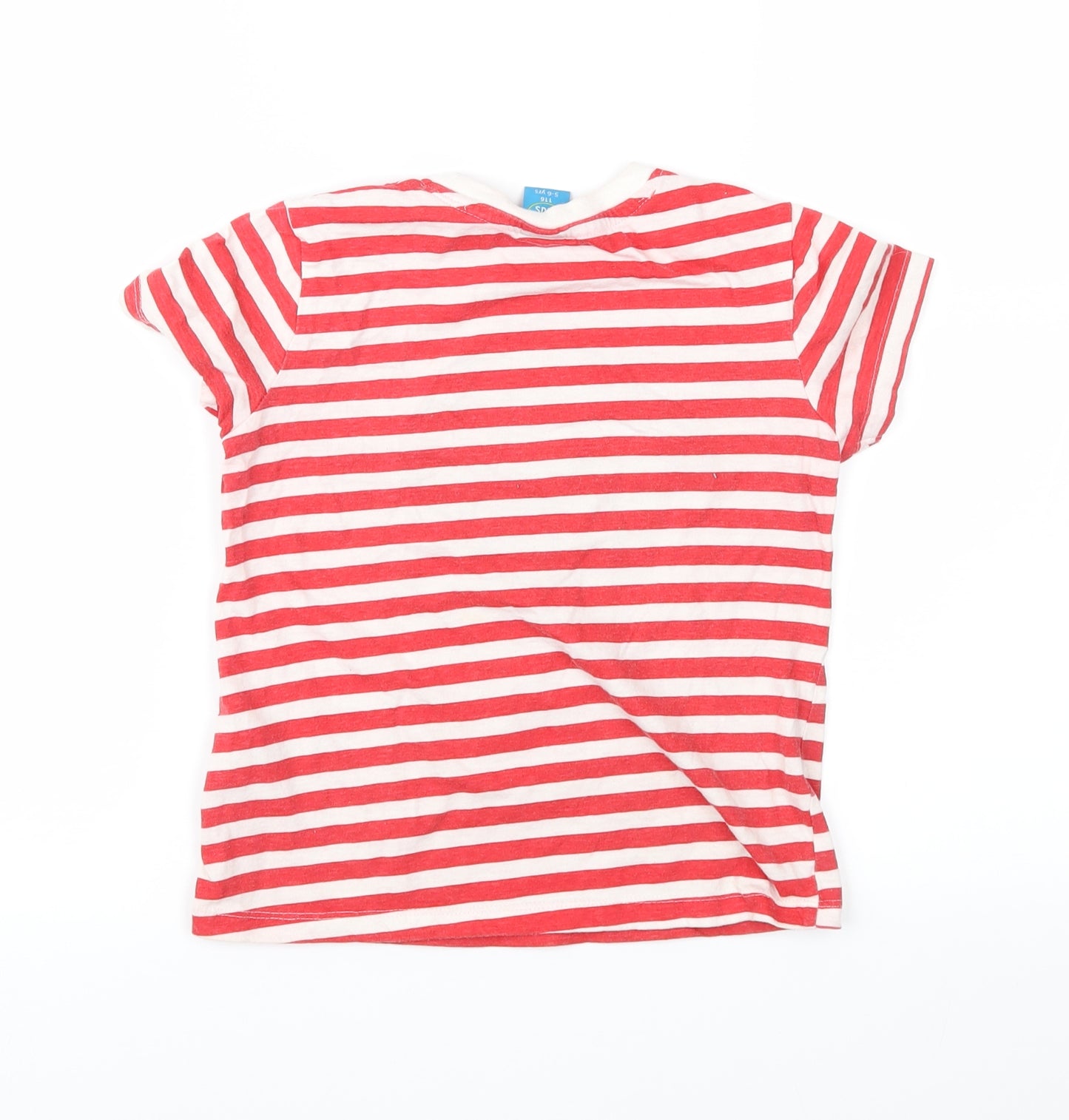 Little Kids Boys Red Striped  Basic T-Shirt Size 5-6 Years