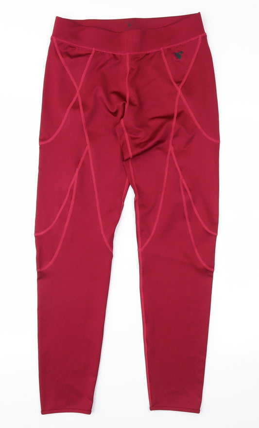 Front view of YAS women’s pink compression leggings, size S, 28-inch leg